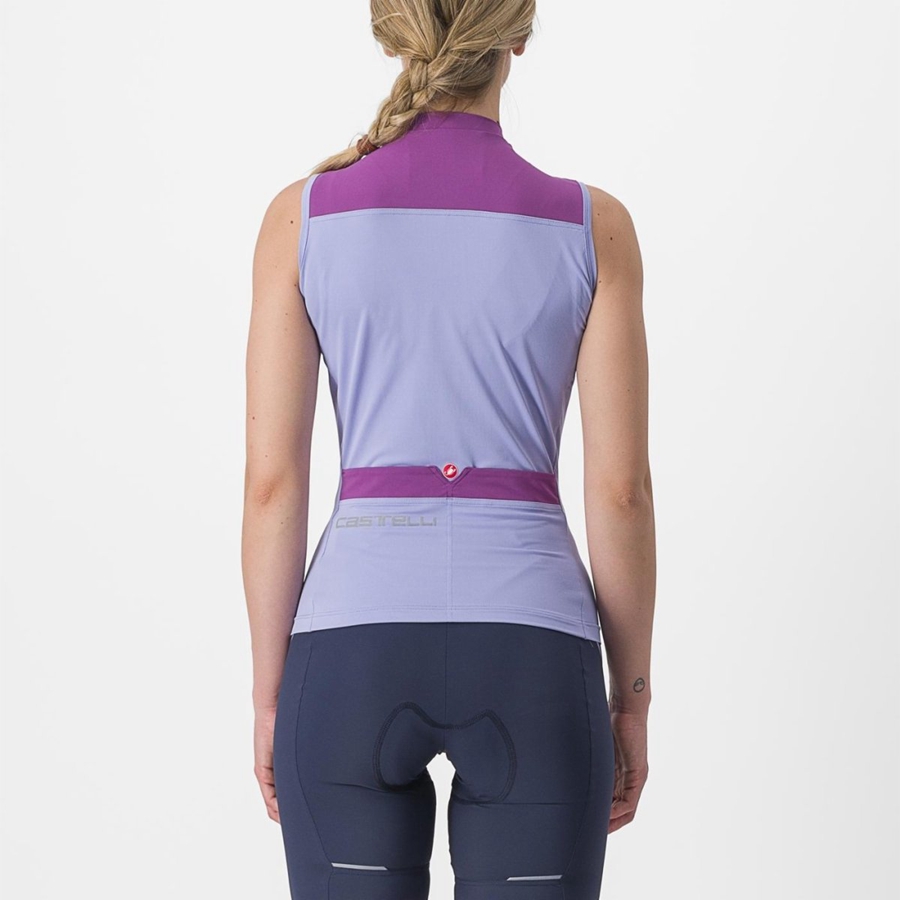 Purple White Women Castelli SOLARIS SLEEVELESS Jersey | 283PDSMVW