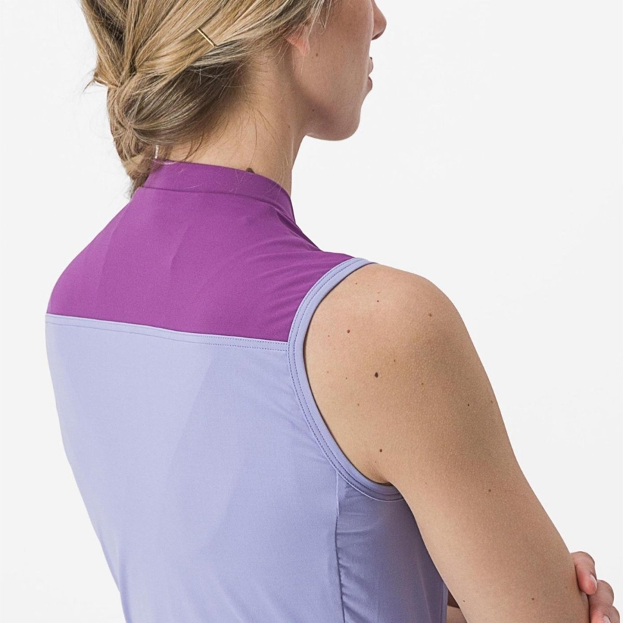 Purple White Women Castelli SOLARIS SLEEVELESS Jersey | 283PDSMVW