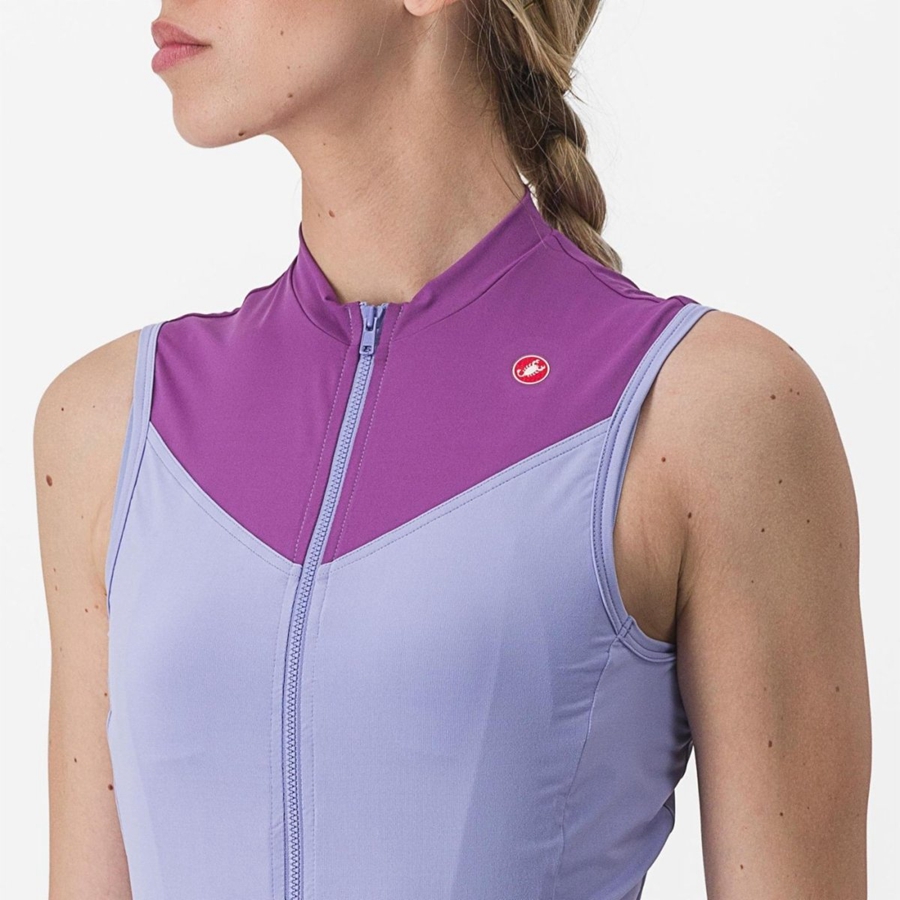 Purple White Women Castelli SOLARIS SLEEVELESS Jersey | 283PDSMVW