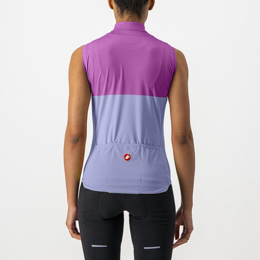 Purple White Women Castelli VELOCISSIMA SLEEVELESS Jersey | 409DCMVGQ