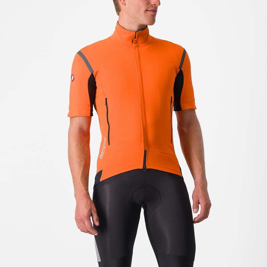 Red Orange / Dark Grey Men Castelli PERFETTO RoS 2 CONVERTIBLE Jackets | 739IAQNUE