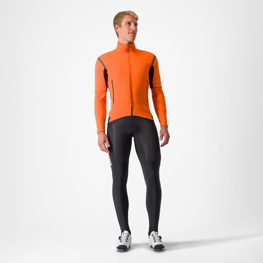 Red Orange / Dark Grey Men Castelli PERFETTO RoS 2 CONVERTIBLE Jackets | 739IAQNUE