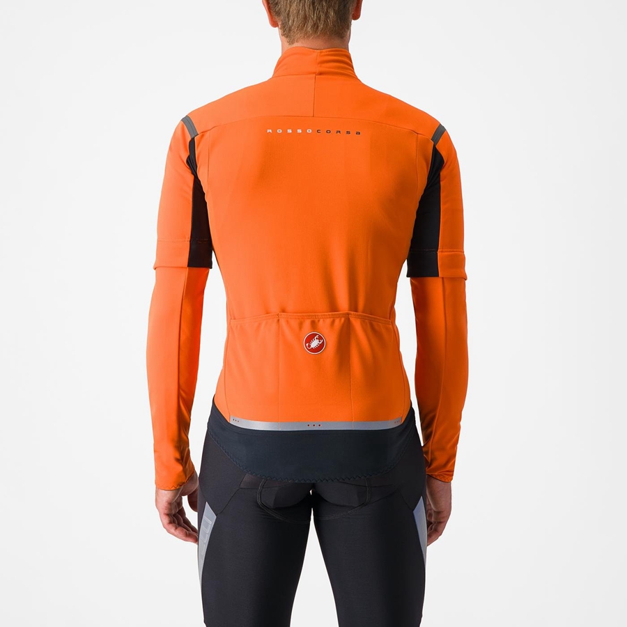 Red Orange / Dark Grey Men Castelli PERFETTO RoS 2 CONVERTIBLE Jackets | 739IAQNUE