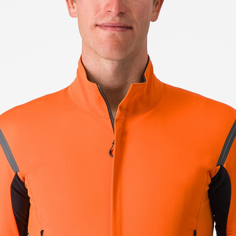 Red Orange / Dark Grey Men Castelli PERFETTO RoS 2 CONVERTIBLE Jackets | 739IAQNUE