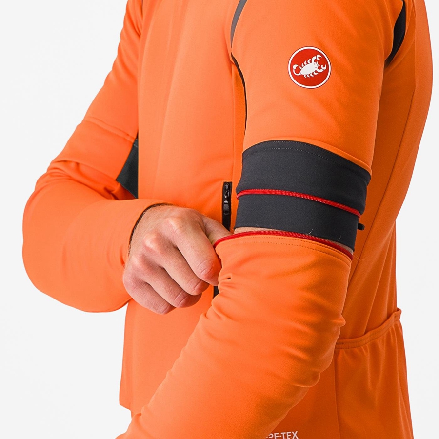 Red Orange / Dark Grey Men Castelli PERFETTO RoS 2 CONVERTIBLE Jackets | 739IAQNUE