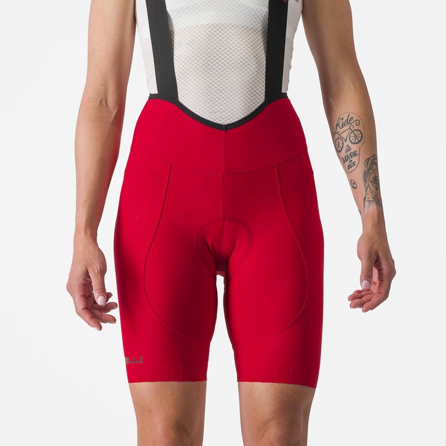 Red Women Castelli ESPRESSO W DT Bib Shorts | 859SDZJBP