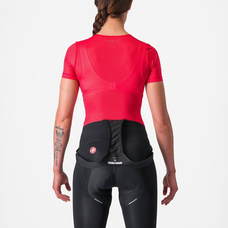 Red Women Castelli PRO MESH W SHORT SLEEVE Base Layer | 302MLQJFR