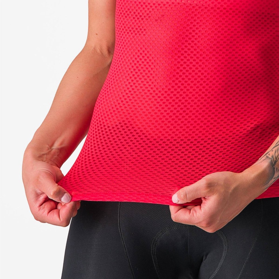 Red Women Castelli PRO MESH W SHORT SLEEVE Base Layer | 302MLQJFR