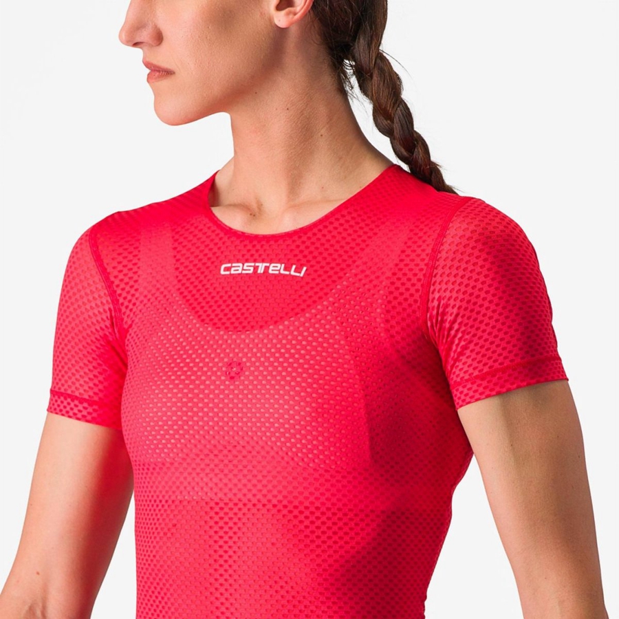 Red Women Castelli PRO MESH W SHORT SLEEVE Base Layer | 302MLQJFR