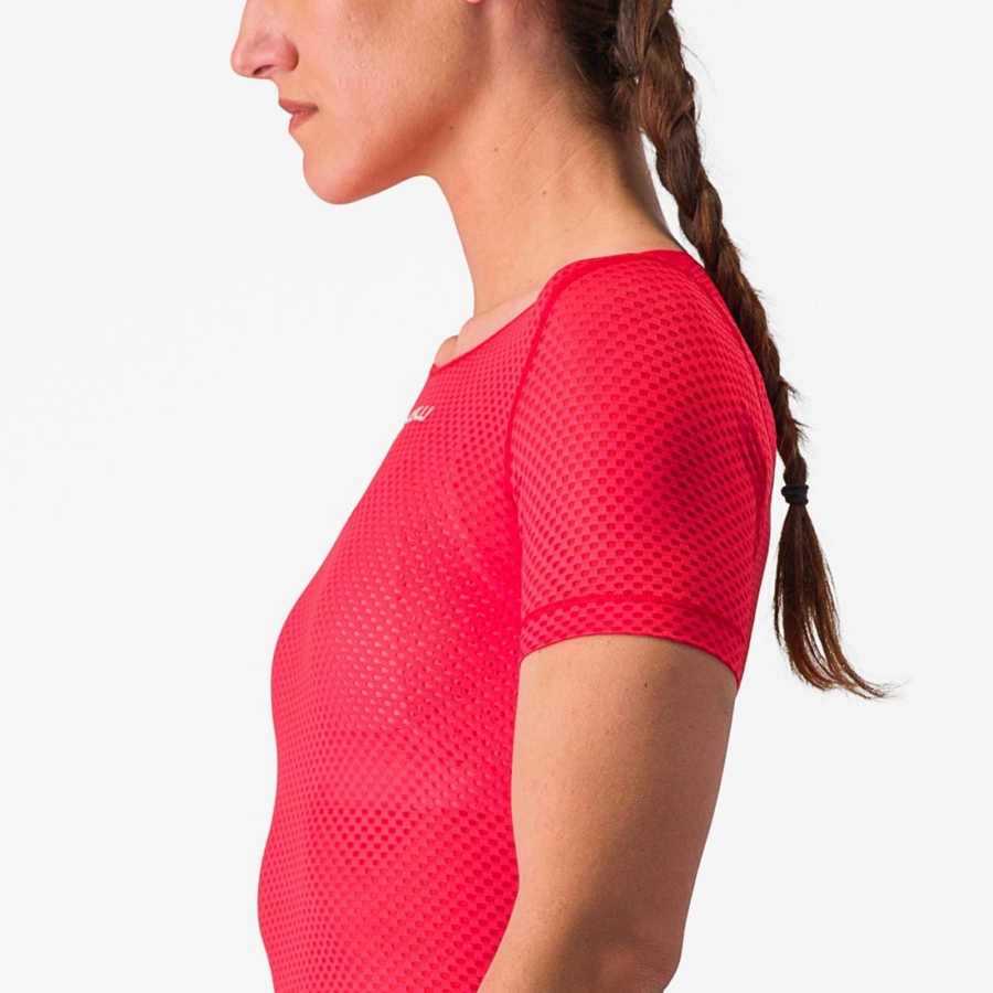 Red Women Castelli PRO MESH W SHORT SLEEVE Base Layer | 302MLQJFR