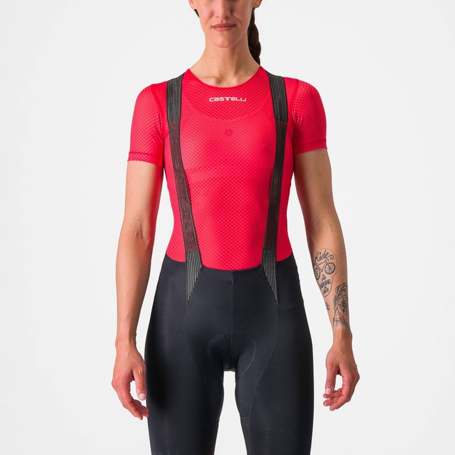 Red Women Castelli PRO MESH W SHORT SLEEVE Base Layer | 302MLQJFR