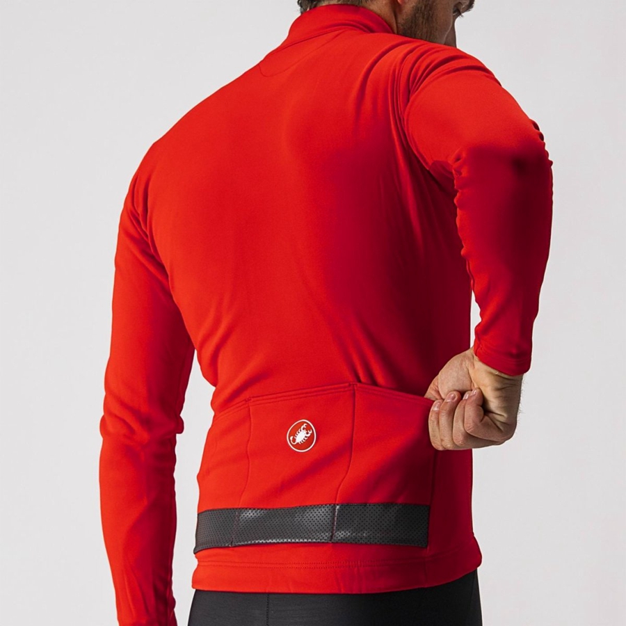 Red / Black Men Castelli PURO 3 FZ Jersey | 529YAXSUO