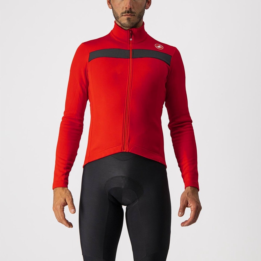 Red / Black Men Castelli PURO 3 FZ Jersey | 529YAXSUO