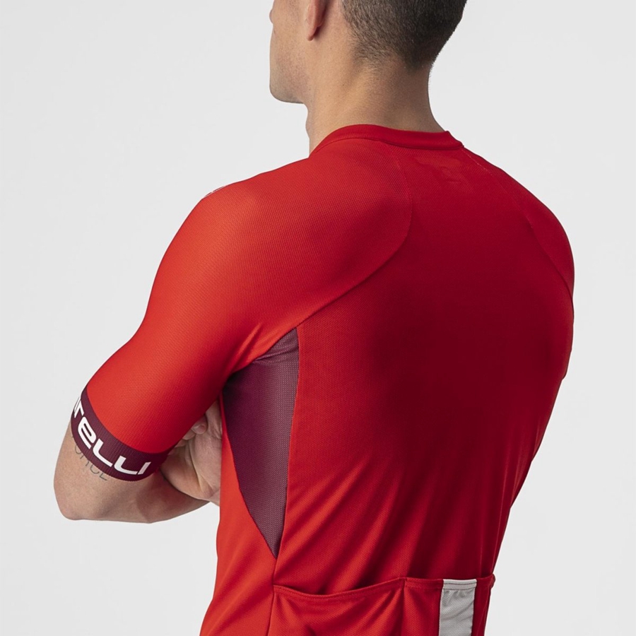 Red / Burgundy / White Men Castelli ENTRATA VI Jersey | 701OPNKBJ