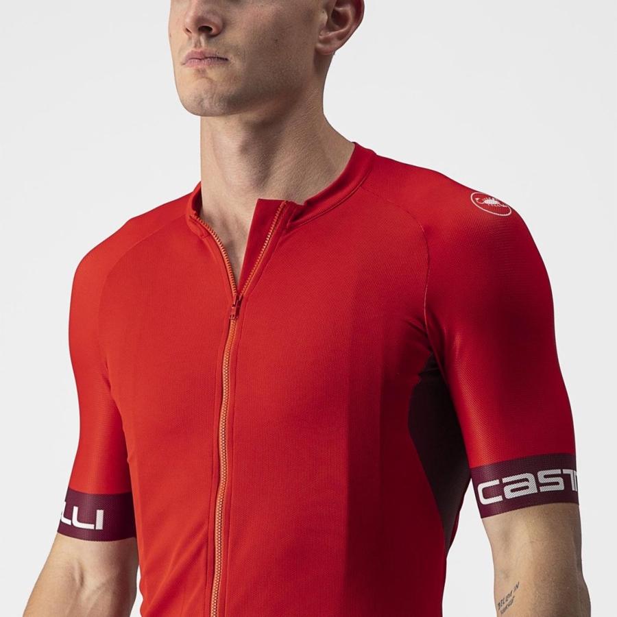 Red / Burgundy / White Men Castelli ENTRATA VI Jersey | 701OPNKBJ