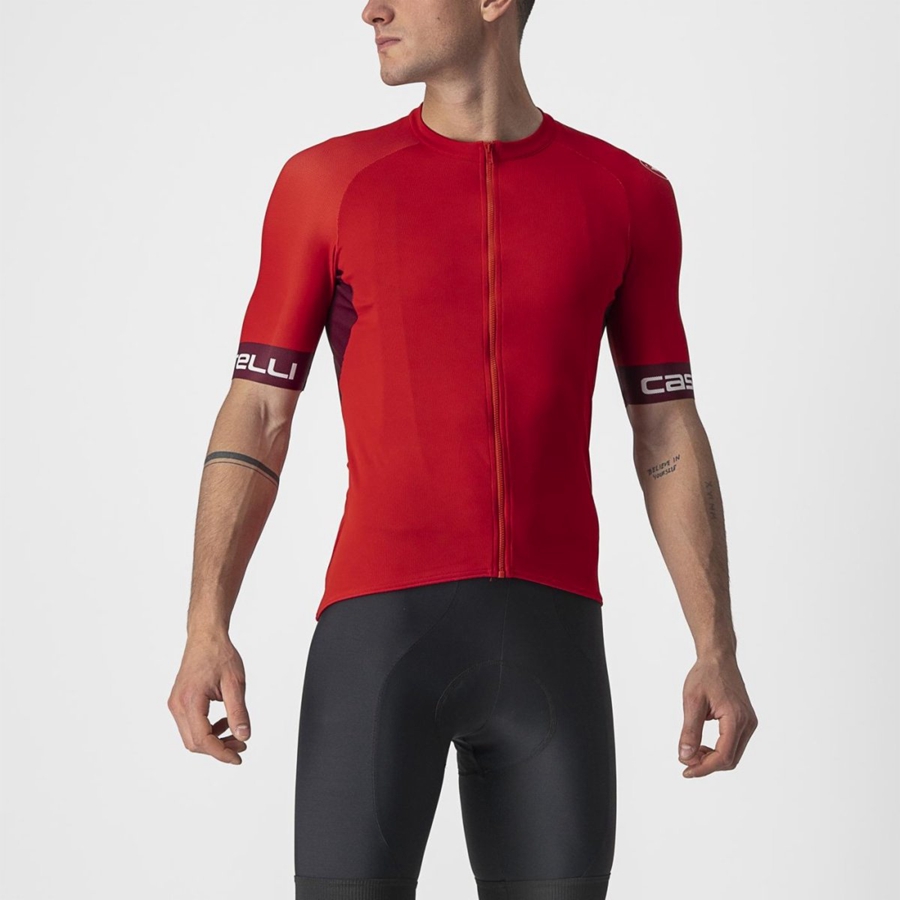 Red / Burgundy / White Men Castelli ENTRATA VI Jersey | 701OPNKBJ