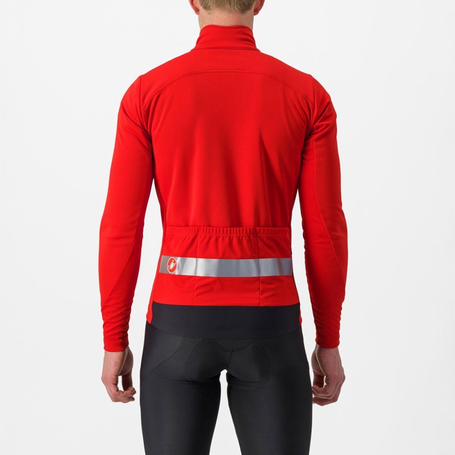 Red / Silver Men Castelli RADDOPPIA 3 Jackets | 594XLYQPM