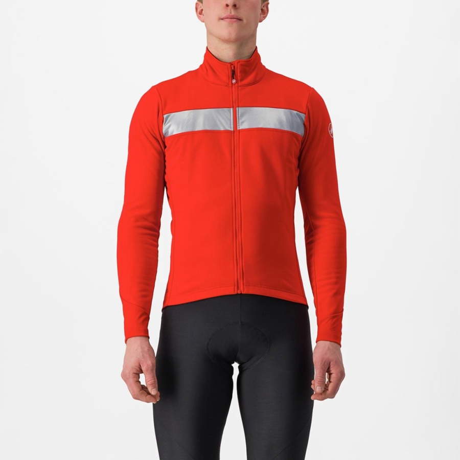 Red / Silver Men Castelli RADDOPPIA 3 Jackets | 594XLYQPM