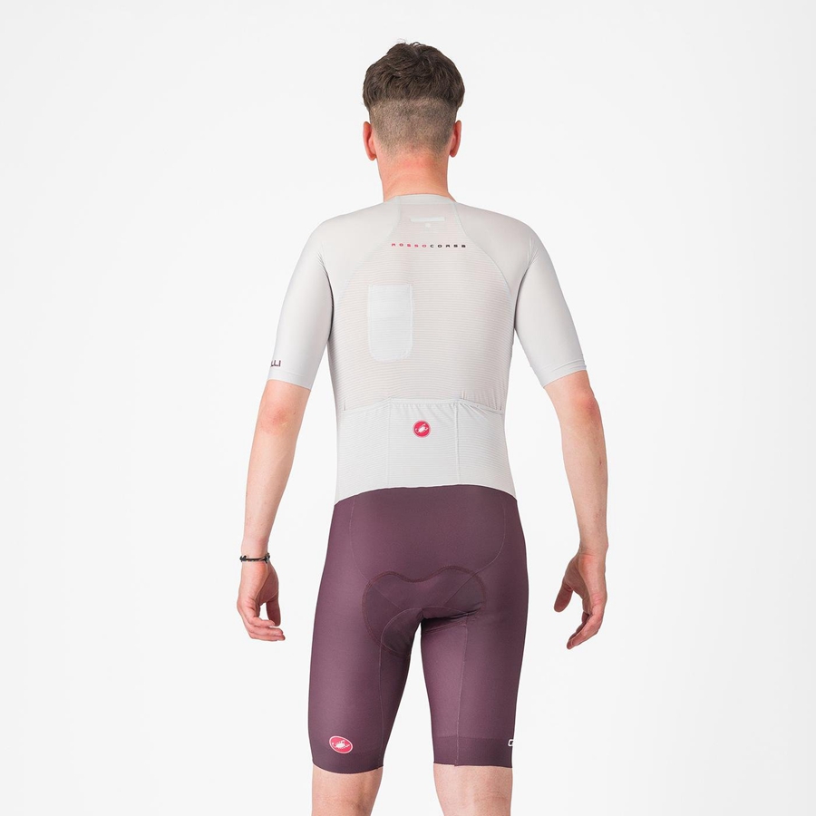 Silver Grey Burgundy Men Castelli SANREMO BTW X2 Speedsuits | 749RFUPGK