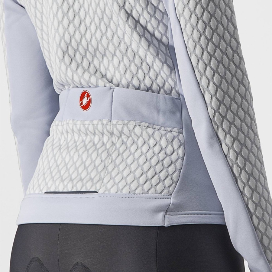 Silver Grey / White Women Castelli SFIDA 2 FZ Jersey | 690VHKOUQ