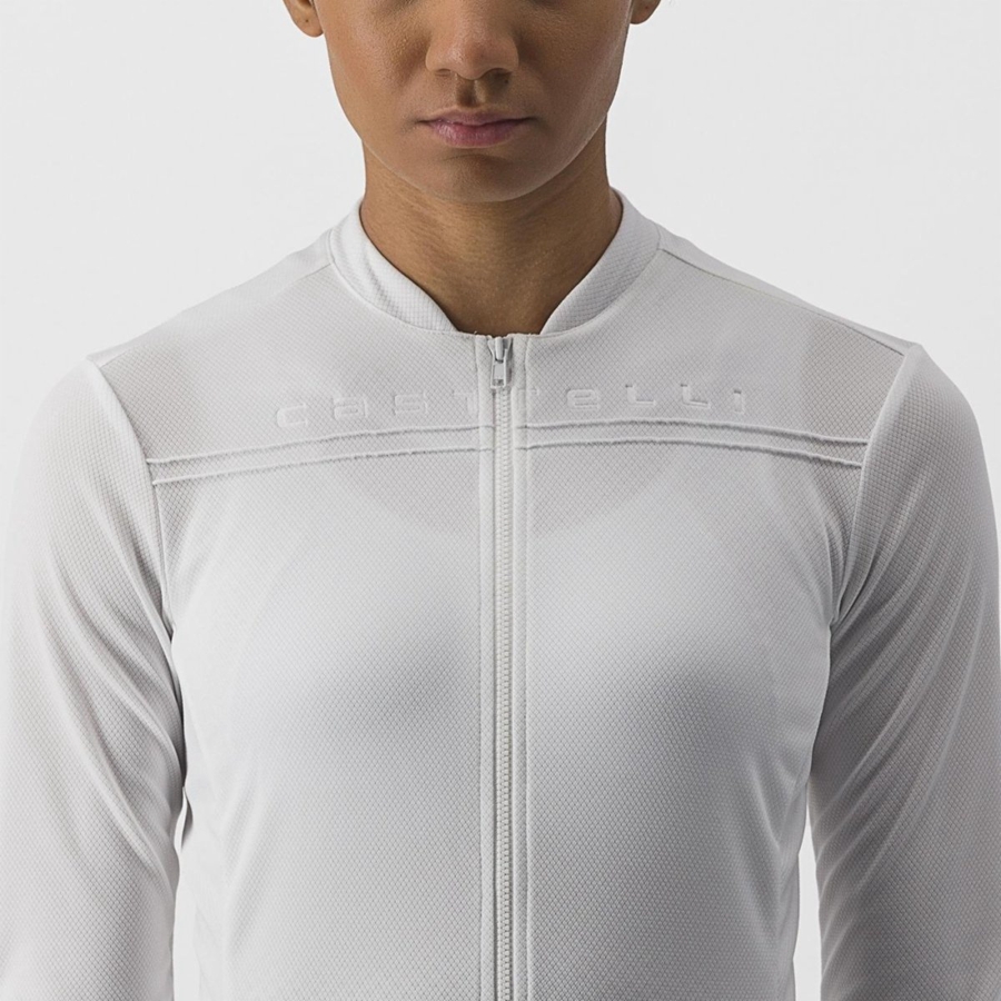 White Women Castelli ANIMA 4 LONG SLEEVE Jersey | 762NMCWIE