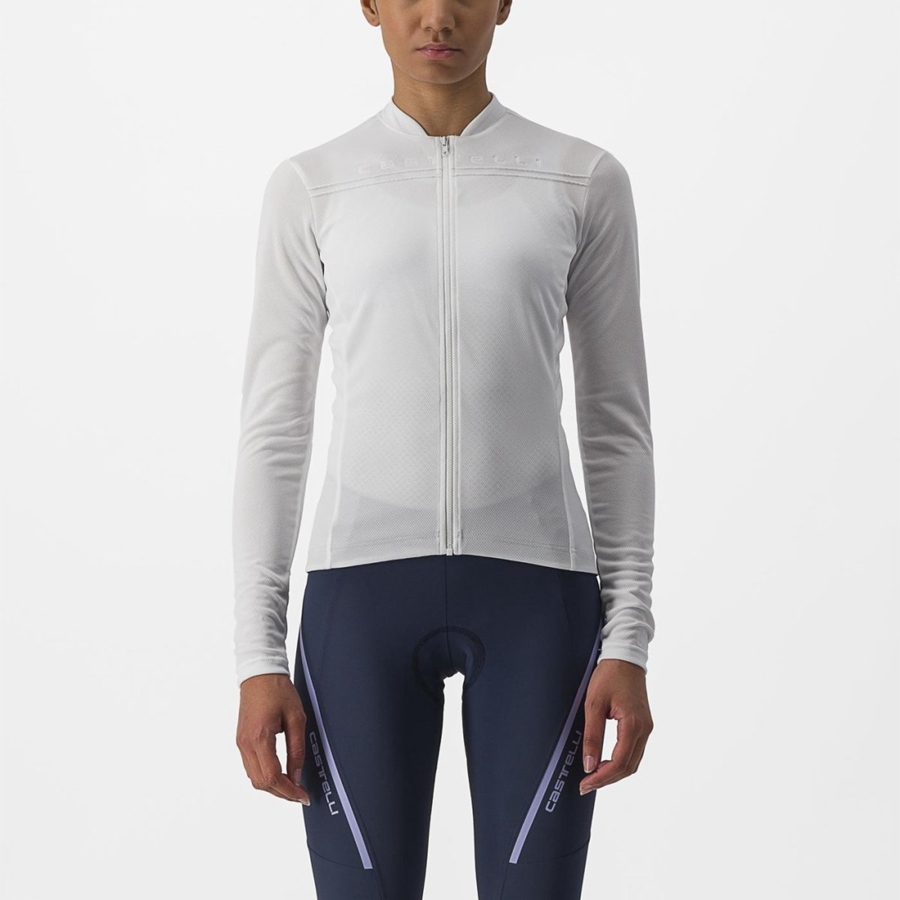 White Women Castelli ANIMA 4 LONG SLEEVE Jersey | 762NMCWIE