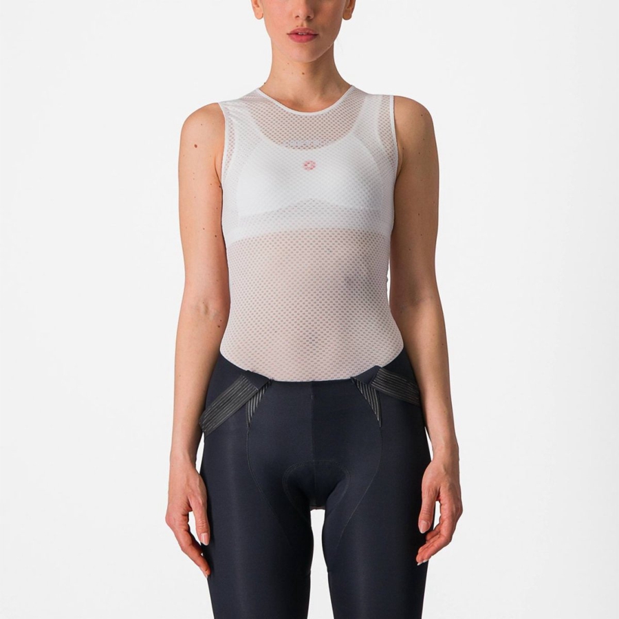 White Women Castelli PRO MESH W SLEEVELESS Base Layer | 278WPDGYJ