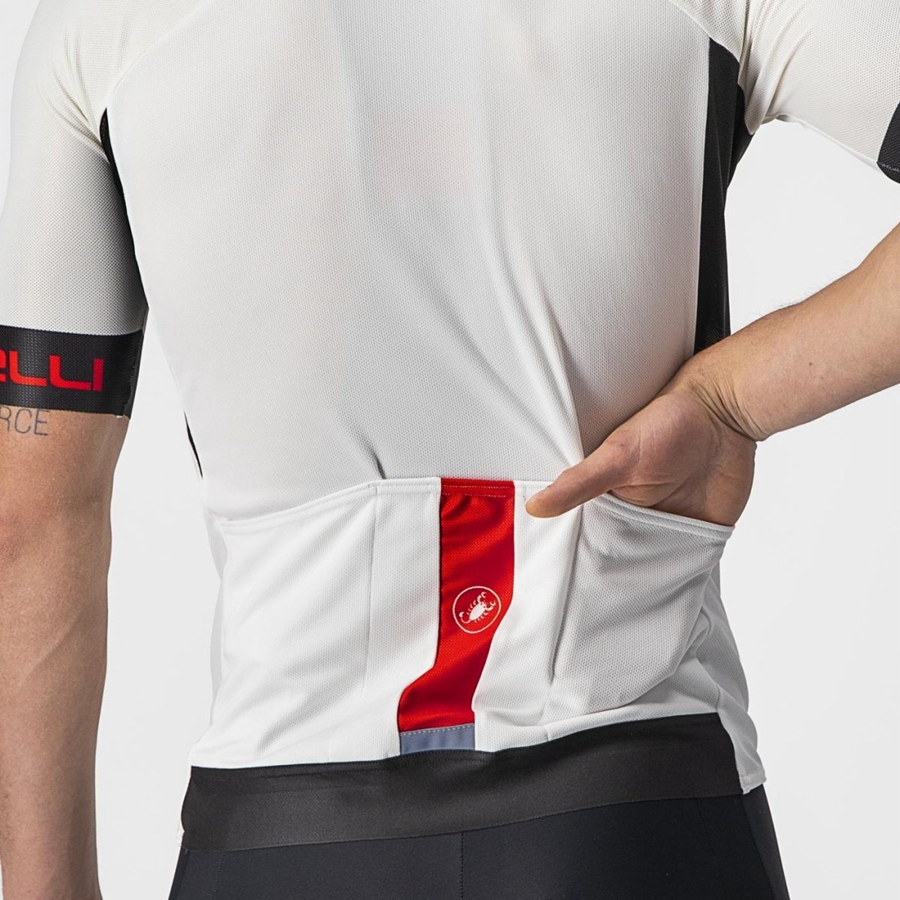 White / Black / Red Men Castelli ENTRATA VI Jersey | 825KVASBY